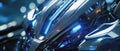 Abstract technology background in blue tones. Close-up sci-fi robot element. Horizontal blurred backdrop, sci-fi template,