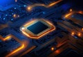 Abstract technology background, the circuit board on dark blue color Royalty Free Stock Photo