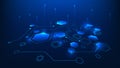 Abstract Technology Background with Connected Hexagonal Geometric Shapes, Digital Network Structure, Modern Innovation Concept for Royalty Free Stock Photo