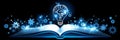 Abstract Technology Background Creative Idea And Innovation With Brain, Gears, And Open Book