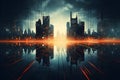 Abstract technology background cyber town concept. generative ai illustration