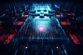 Abstract technology background cyber town concept. generative ai illustration