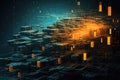 Abstract technology background. 3d rendering, 3d illustration. Computer digital drawing, Bits of algorithm forming an abstract Royalty Free Stock Photo