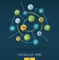 Abstract technology background. Digital connect system with integrated circles, flat thin line icons. Vector infographic