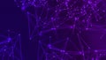 Abstract technology background with dots and connecting lines. Purple digital plexus background, digital technology
