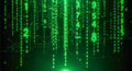 Abstract technology background with falling green numbers and binary code for concept of big data, matrix, hacking, or computer Royalty Free Stock Photo