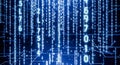 Abstract technology background with falling numbers and binary code for concept of big data, matrix, hacking, or computer science Royalty Free Stock Photo