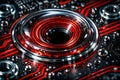 Abstract Data Core and Signal Rings on Advanced Semiconductor PCB Royalty Free Stock Photo