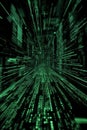 Abstract Technology Background, Futuristic Green Matrix Style Code Display on Black Background Royalty Free Stock Photo