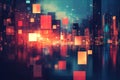Abstract technology background with geometric shapes and blurred cityscape for digital design Royalty Free Stock Photo