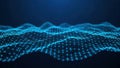 Abstract Technology Background with Glowing Blue Dots and Wavy Lines Representing Digital Data Flow and Connectivity Royalty Free Stock Photo