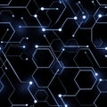 Abstract Technology Background with Glowing Blue Hexagons and Royalty Free Stock Photo