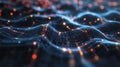 Abstract technology background with glowing plexus mesh and light particles flowing