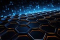 Abstract technology background with hexagons. 3d rendering toned image, Futuristic High Tech Black background with a hexagm, AI