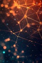 Abstract Technology Background with Interconnected Lines, Dots, Triangles, and Orange Glow Royalty Free Stock Photo