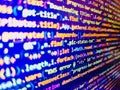 Abstract IT technology background. Internet concept, javascript code. Coding cyberspace concept. Template of website, selective Royalty Free Stock Photo