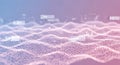 Abstract technology background with undulating lines of glowing particles and digital HUD elements Royalty Free Stock Photo