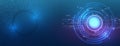 Abstract technology background made from a circle and a circuit board. Futuristic composition of high-tech elements on a blue Royalty Free Stock Photo