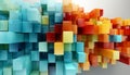 Abstract for technology background with multiplicity cubes. Many plastic colorful cubes close-up