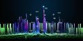 Abstract technology background with noisy algorithm, blurred lines and data. Analytics data algorithms. Computing concept.  Banner Royalty Free Stock Photo
