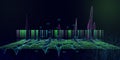 Abstract technology background with noisy algorithm color blurred lines and star. Analytics data algorithms. Computing concept.  B Royalty Free Stock Photo