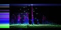 Abstract technology background with noisy algorithm color lines and star effect on black. Analytics data algorithms. Computing Royalty Free Stock Photo