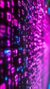 Abstract Technology Background, Pink Binary Code On A Computer Screen, Digital Data Flow. Royalty Free Stock Photo