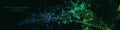 Abstract technology background with polygonal color grid technology. Analytics algorithms data. Quantum computing concept.  Banner Royalty Free Stock Photo