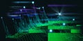 Abstract technology background with polygonal color lines grid  on dark. Analytics data algorithms. Computing concept. Big Data. Royalty Free Stock Photo