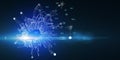 Abstract technology  background with polygonal grid analyze and blurred lines. Analytics algorithms data. Big data.  Quantum Royalty Free Stock Photo