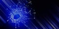 Abstract technology background with polygonal grid analyze and blurred lines. Analytics algorithms data. Big data.  Quantum Royalty Free Stock Photo