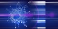Abstract technology  background with polygonal grid analyze and blurred lines. Analytics algorithms data. Quantum cryptography Royalty Free Stock Photo