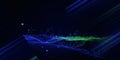 Abstract technology background with polygonal  technology grid and blurred lines on dark. Analytics algorithms. Computing concept Royalty Free Stock Photo