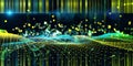 Abstract technology background with polygonal  technology color grid defocus. Analytics data algorithms. Quantum concept. Big Data Royalty Free Stock Photo