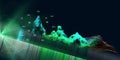 Abstract  technology  background with polygonal wave algorithm analyze data with blurred lines. Quantum cryptography. Analytics Royalty Free Stock Photo