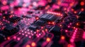 Abstract technology background of a quantum computing system with processor and electronic circuit Royalty Free Stock Photo