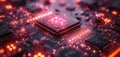 Abstract technology background of a quantum computing system with processor and electronic circuit Royalty Free Stock Photo