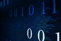 Abstract technology background from random number pattern on blue screen background. Digital code backdrop Royalty Free Stock Photo