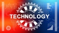 Abstract technology background with various graphic elements on blurred world map background