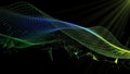 Abstract technology background with wavy color grid in dark. Analytics data algorithms. Big Data. Computing concept. Banner for Royalty Free Stock Photo