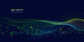 Abstract technology background with wavy color grid in dark. Analytics data algorithms. Computing concept. Big Data. Banner for Royalty Free Stock Photo