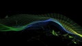 Abstract technology background with wavy color grid in dark cyberspace. Analytics data algorithms. Big Data. Computing concept. Royalty Free Stock Photo