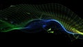 Abstract technology background with wavy color grid in dark cyberspace. Big Data. Analytics data algorithms. Computing concept. Royalty Free Stock Photo