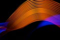 Abstract technology banner design. Long exposure, light painting. Vibrant streaks of digital neon lines on black