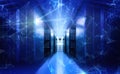 Abstract technology big data neon blue visualization 3d rendering