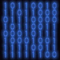 Abstract Technology Binary code Background. Blue blurry zeros and ones, neon styled. Unstable digital binary data and secure data