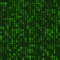 Abstract technology binary code background. Green chaos of zeros and ones, some missed bits. Unstable digital binary data and Royalty Free Stock Photo