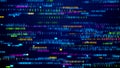 Blue Colorful Shiny Moving Horizontal Straight Binary Digital Number Particles Matrix Code Royalty Free Stock Photo