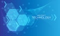 Abstract technology blue purple hexagon geometric concept innovation futuristic data internet network connection background vector Royalty Free Stock Photo