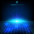 Abstract technology blue wire network futuristic wireframe data